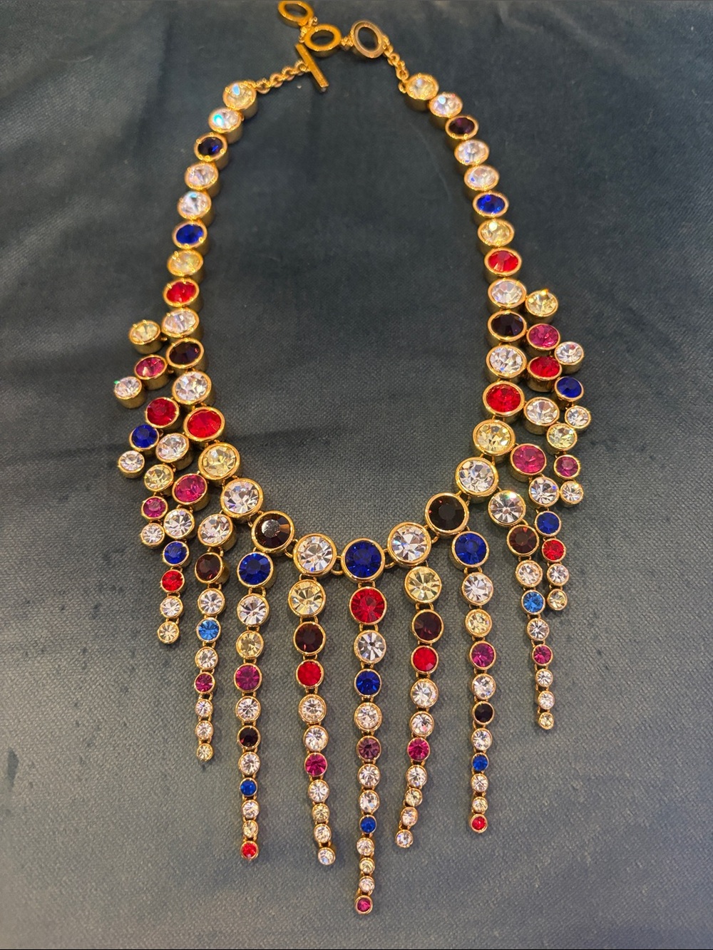 Henri Bendel multicolored bezel crystal waterfall necklace. Rare! - Picture 3 of 5